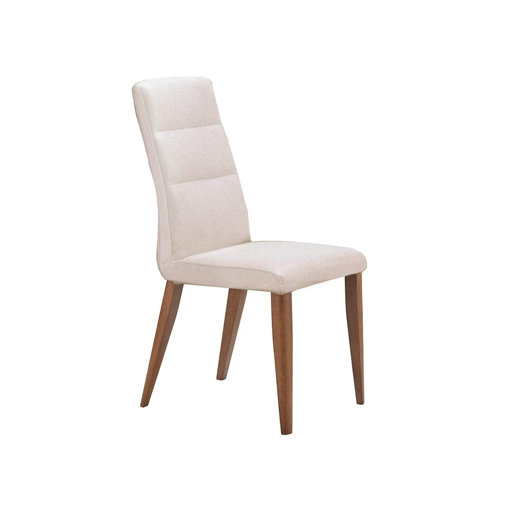 SILLA DE COMEDOR EN TELA BEIGE Y PATAS MARRONES – Ilumel Outlet