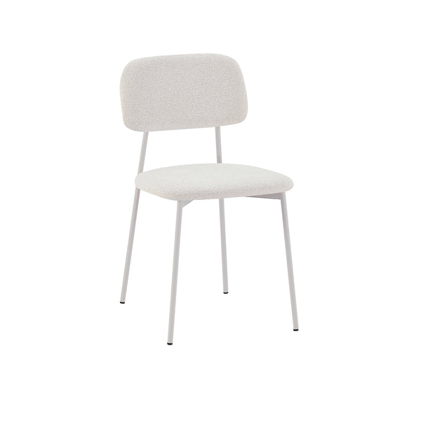 SILLA DE COMEDOR EN TELA BLANCA  Y PATAS BLANCAS