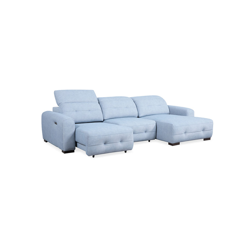 SOFA SECCIONAL RECLINABLE ELECTRICO EN  TELA AZUL