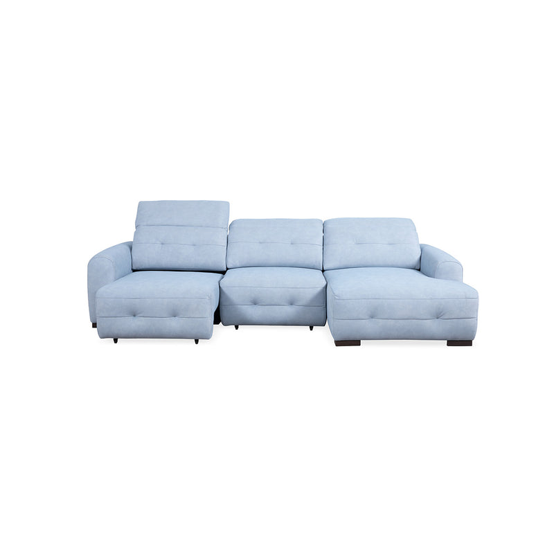 SOFA SECCIONAL RECLINABLE ELECTRICO EN  TELA AZUL