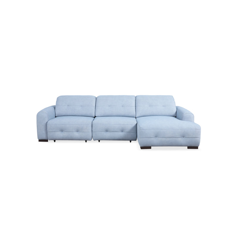 SOFA SECCIONAL RECLINABLE ELECTRICO EN  TELA AZUL