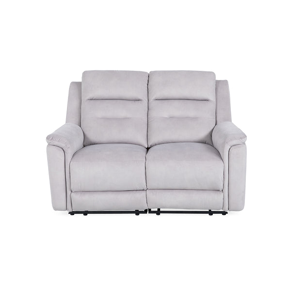 SOFA RECLINABLE DE DOS ASIENTOS  MANUAL EN TELA GRIS