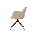 SILLA DE COMEDOR EN TELA BEIGE Y BASE NEGRA