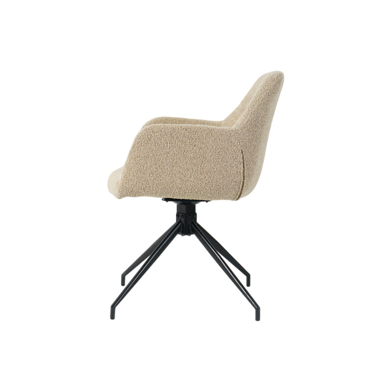 SILLA DE COMEDOR EN TELA BEIGE Y BASE NEGRA