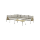 SOFA SECCIONAL DE EXTERIOR EN TELA BEIGE GRISACEO