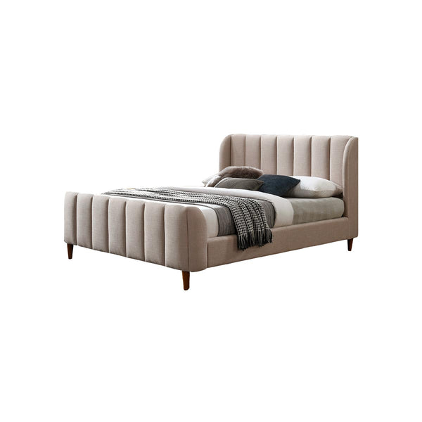 CAMA KING EN TELA BEIGE