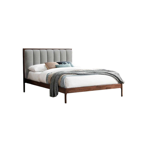 CAMA QUEEN CAMPBELL STONE EN TELA GRIS