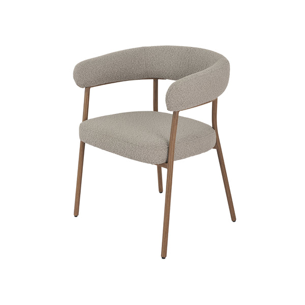 SILLA DE COMEDOR EN TELA GRIS Y PATAS MARRONES