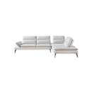 SOFA SECCIONAL ESTACIONARIO EN TELA OFF WHITE Y PIEL SINTETICA BEIGE