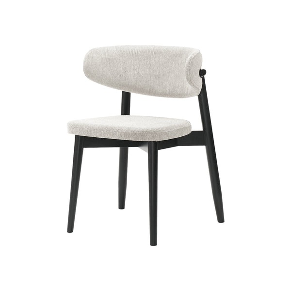 SILLA DE COMEDOR EN TELA BEIGE Y PATAS NEGRAS