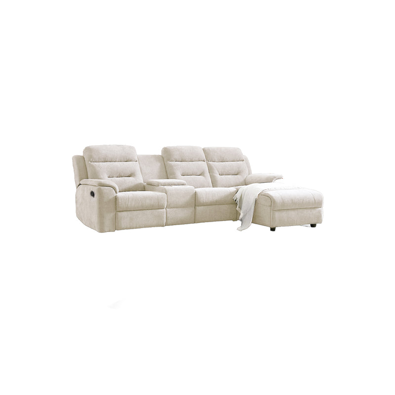 SOFA SECCIONAL RECLINABLE MANUAL EN TELA BEIGE