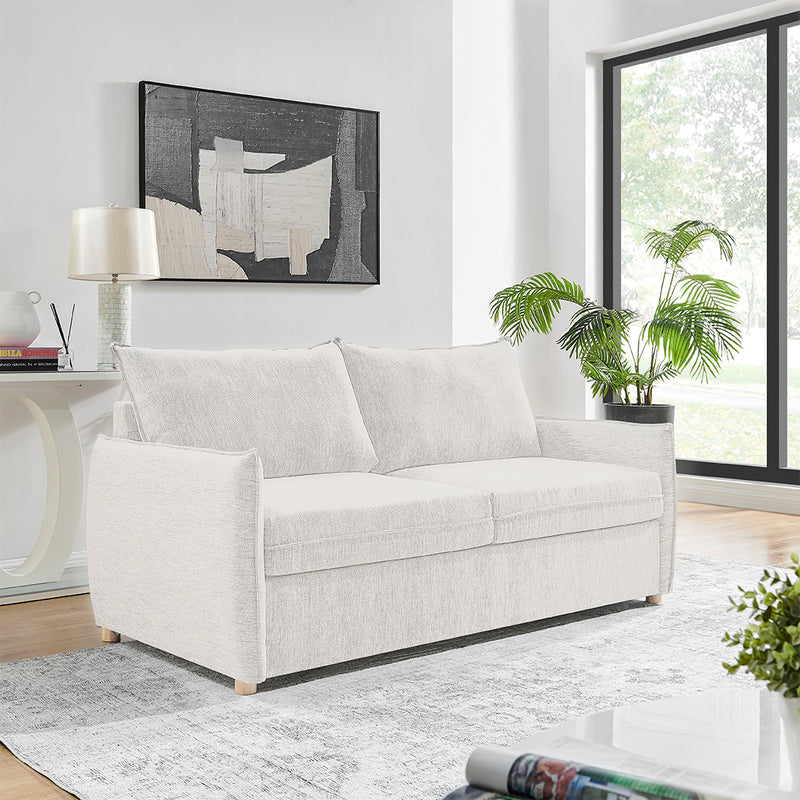 SOFA CAMA EN TELA CREMA