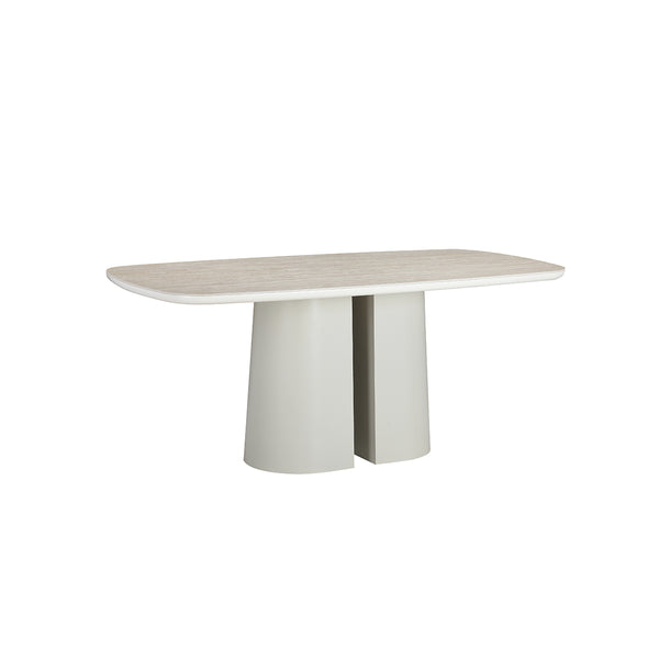 MESA DE COMEDOR DE CERAMICA Y BASE EN METAL BEIGE