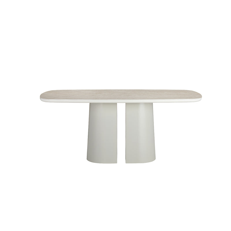 MESA DE COMEDOR DE CERAMICA Y BASE EN METAL BEIGE