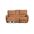 SOFA RECLINABLE DE DOS ASIENTOS ELECTRICO EN PIEL SINTETICA CAMEL