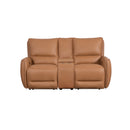 SOFA RECLINABLE DE DOS ASIENTOS ELECTRICO EN PIEL SINTETICA CAMEL