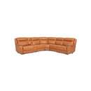 SOFA SECCIONAL RECLINABLE ELECTRICO EN PIEL SINTETICA NARANJA