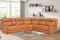 SOFA SECCIONAL RECLINABLE ELECTRICO EN PIEL SINTETICA NARANJA