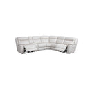 SOFA SECCIONAL RECLINABLE ELECTRICO EN PIEL SINTETICA OFF WHITE