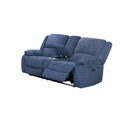 SOFA RECLINABLE DOS ASIENTOS MANUAL EN TELA AZUL