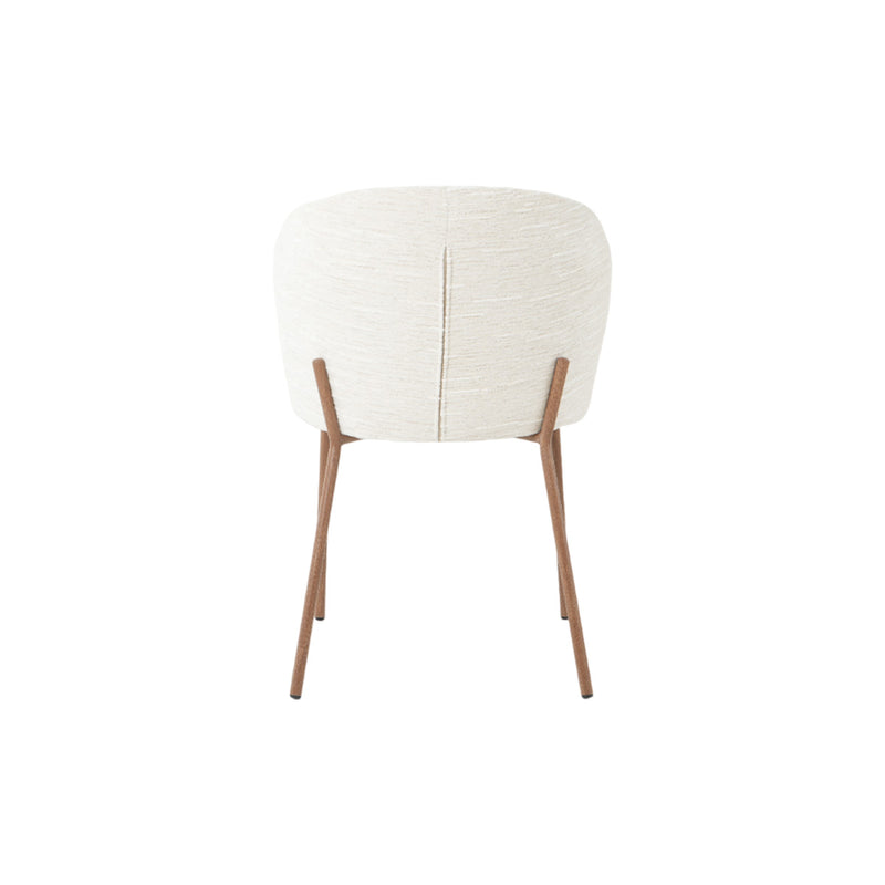 SILLA DE COMEDOR EN TELA TEXTURIZADA BEIGE Y PATAS MARRONES