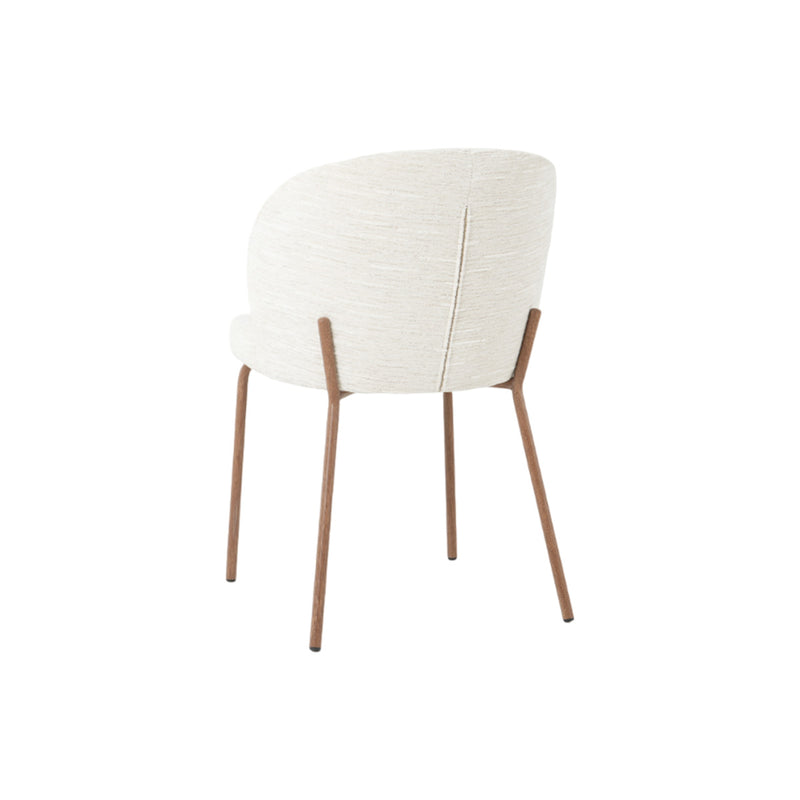 SILLA DE COMEDOR EN TELA TEXTURIZADA BEIGE Y PATAS MARRONES