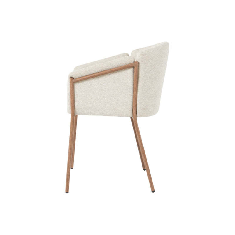 SILLA DE COMEDOR EN TELA CREMA Y PATAS MARRONES