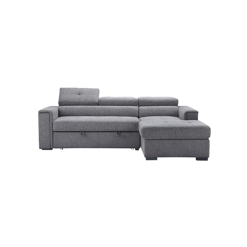 SOFA CAMA DE 2 PIEZAS DE ESQUINA DERECHO EN TELA COLOR GRIS