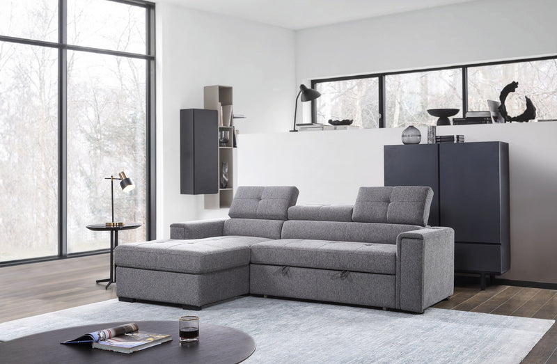 SOFA CAMA EN TELA COLOR GRIS