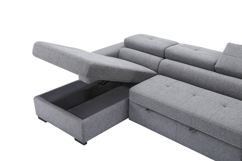 SOFA CAMA EN TELA COLOR GRIS